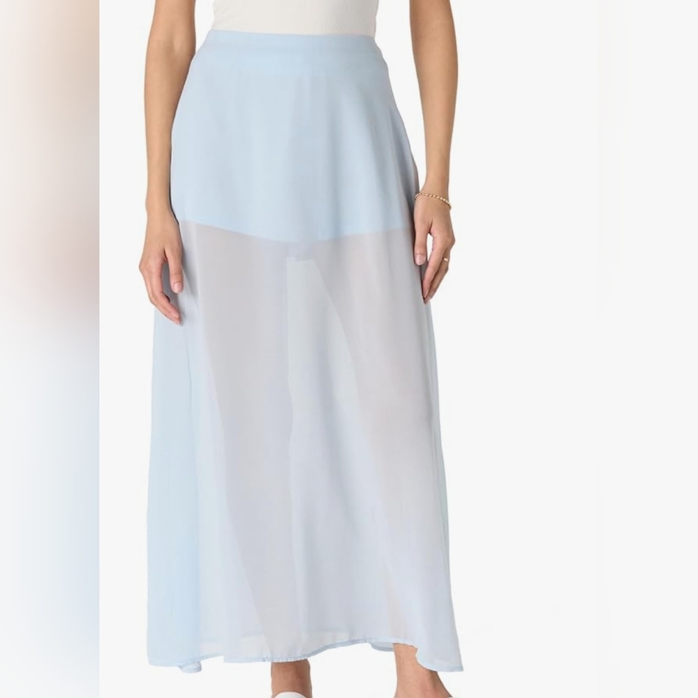 The Drop Womens Dierdre Sheer Maxi Skirt Pale Blue Sz 2XL 22" L 33"